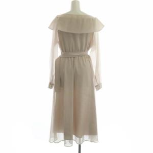 CELFORD 21AW シアーシャツ ワンピース ロング 長袖 フレア ベルト付き 36 ピンクベージュ