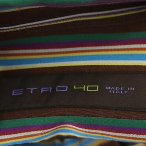 ETRO マルチストライプ BD シャツ ボタンダウン 長袖 40 茶 ブラウン マルチカラー