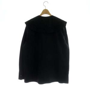 UNITED ARROWS エンブロイダリーカラー 2WAY ブラウス シャツ 長袖 比翼仕立て 黒 ブラック