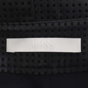 HUGO BOSS パンチング フェイクレザースカート Aライン ミモレ丈 ロング IT42 黒 ブラック