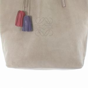 LOEWE トートバッグ ハンドバッグ ナッパレザー パンチング アナグラム フリンジチャーム べージュ
