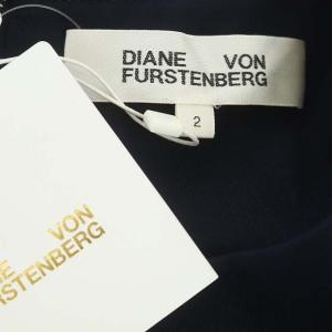 DIANE von FURSTENBERG ワンピース ノースリーブ ラウンドネック ひざ丈 2 紺 ネイビー