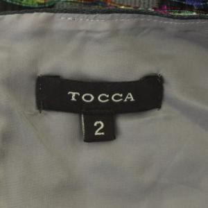 TOCCA マルチカラーツイードジャガードワンピース 膝丈 フレア タック フレンチスリーブ Vネック 2 マルチカラー