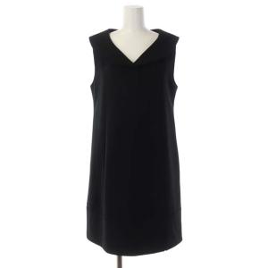 アフタヌーン ドレス ワンピース ノースリーブ ひざ丈 セミフレア 42 黒 ブラック 31837