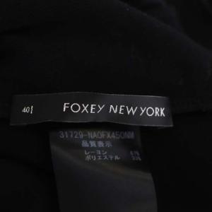 FOXEY NEW YORK 襟付き ノースリーブ ニット ワンピース ミニ フレア 40 黒 ブラック 31279