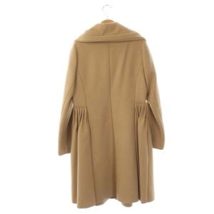 LANVIN en Bleu ビッグカラー ギャザーコート アウター ロング ウール 38 ベージュ