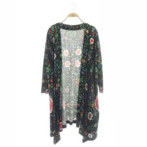 オーナメントジャージカーディガン ロングカーディガン 長袖 花柄 36 マルチカラー