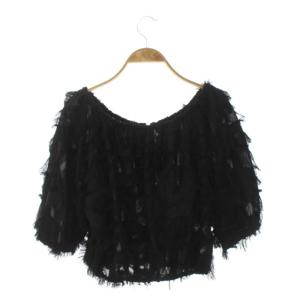 Diagram GRACE CONTINENTAL ブラウス 半袖 ショート フリンジ ジップアップ シアー 36 黒 ブラック