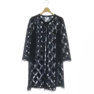 M'S GRACY レース ロングカーディガン 九分袖 40 ブラック ネイビー