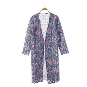 プリントレースカーディガン スプリングコート ロング ノーカラー 38 マルチカラー