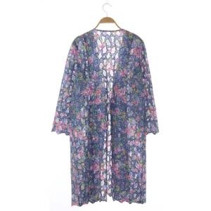 GRACE CONTINENTAL プリントレースカーディガン スプリングコート ロング ノーカラー 38 マルチカラー
