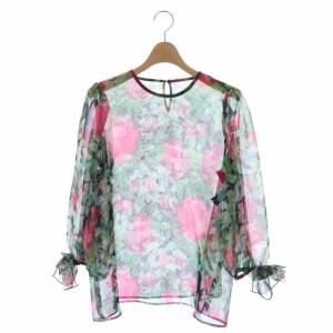 20年 ブラウス 花柄 プルオーバー 長袖 シアー 40 マルチカラー