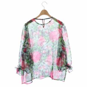 M'S GRACY 20年 ブラウス 花柄 プルオーバー 長袖 シアー 40 マルチカラー