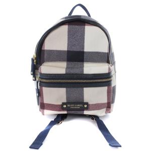 リュックサック チェック バッグ ロゴ アイボリー ネイビー