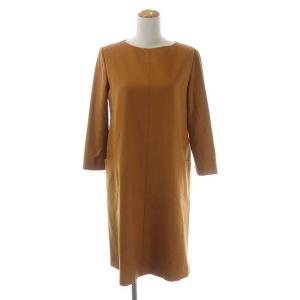 ワンピース 膝丈 七分袖 ウール 32 茶 ブラウン