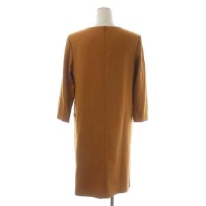 23区 ワンピース 膝丈 七分袖 ウール 32 茶 ブラウン