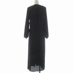Spick&Span 22SS シャツブラウスワンピース 長袖 フレア ロング ドットプリント 38 黒 ライトベージュ ブラック