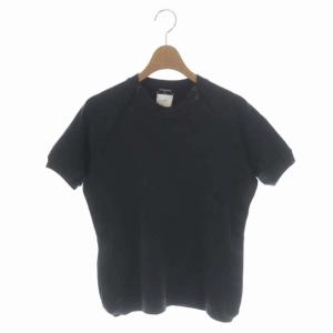 半袖カットソー ロゴライン ココマークジップ 半袖 カシミヤ混 38 チャコールグレー 02A