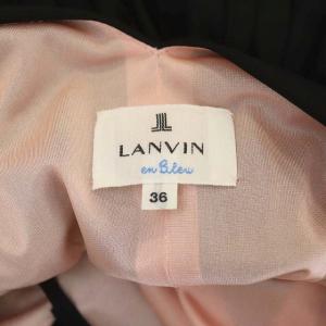 LANVIN en Bleu ノースリーブドレス ワンピース フレア 膝丈 カシュクール バックリボン 36 黒 ブラック ピンク