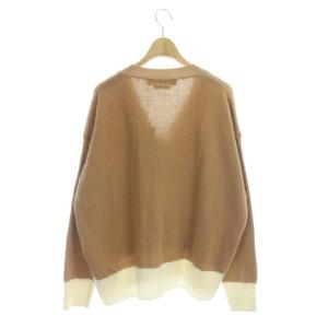 MARNI 22SS ウール カーディガン ニット 長袖 バイカラーVネック 40 茶 ライトブラウン アイボリー