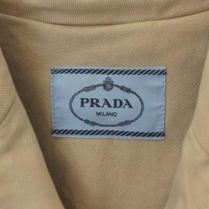 PRADA 2019年 コットン コート ロング ショールカラー ダメージ加工 36S ベージュ
