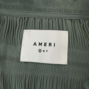 Ameri VINTAGE 20SS SHIRRING PLEATS DRESS ワンピース Vネック 長袖 ロング フレア S ミントグリーン