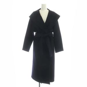 リバーコート ロング ウール 38 ネイビー
