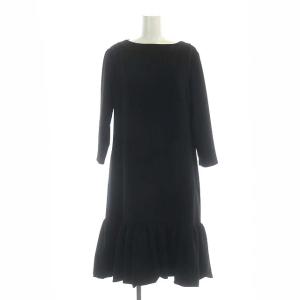 ダブルクロスワンピース ひざ丈 七分袖 38 黒 ブラック