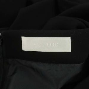 CELFORD ダブルクロスワンピース ひざ丈 七分袖 38 黒 ブラック