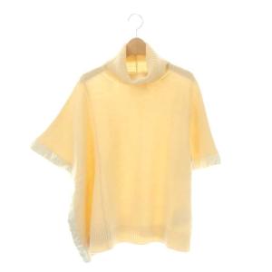 タートルネック変形ニット セーター 五分袖 ドルマンスリーブ プルオーバー ウール 2 イエローベージュ