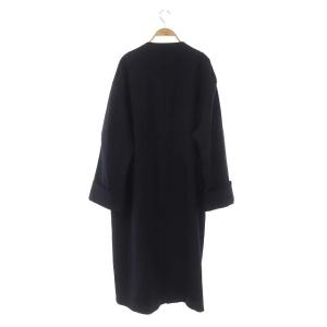 ENFOLD 20SS ダブルクロス スリットコート ノーカラー アウター ロング 38 紺 ネイビー