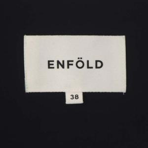 ENFOLD 20SS ダブルクロス スリットコート ノーカラー アウター ロング 38 紺 ネイビー