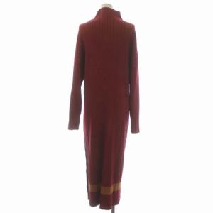 ELENDEEK MELANGE RIB KT OP ニットワンピース ハイネック 長袖 ロング F レッド ブラウン