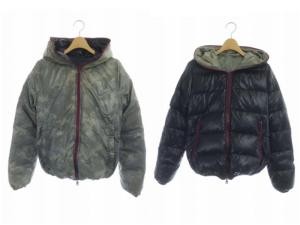 Thia-erre リバーシブル ダウンジャケット 中綿ジャケット ジップアップ カモフラ柄 迷彩柄 40 紺 ネイビー マルチカラー