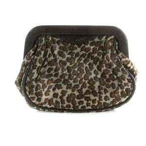 コインケース レオパード がま口 ナイロン 茶 ブラウン ベージュ