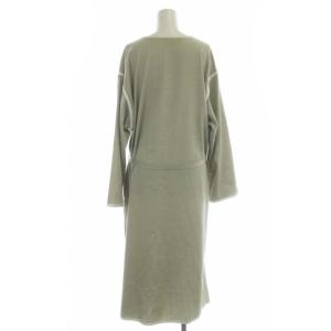 ADORE 22AW ブライトツイルワンピース ロング 長袖 サイドスリット パイピング 38 ライトグレージュ