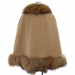 Grace Class ファーコート ポンチョ ラクーンファー ウール アンゴラ混 ミドル 36 ベージュ