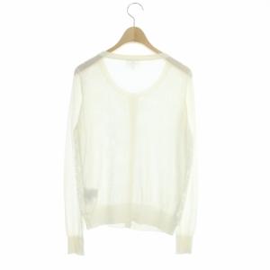 LANVIN en Bleu レース ニット 切替 カーディガン シアー 長袖 38 オフホワイト