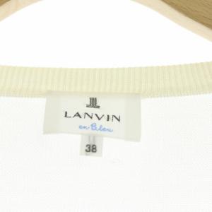 LANVIN en Bleu レース ニット 切替 カーディガン シアー 長袖 38 オフホワイト