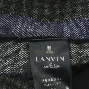 LANVIN en Bleu 千鳥格子 ロゴ ニット フレアスカート ロング 黒 白 紺 ブラック ホワイト ネイビー