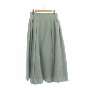 LANVIN en Bleu 総刺繍 タック ロングスカート ロング フレア ギャザー 38 スモークグリーン