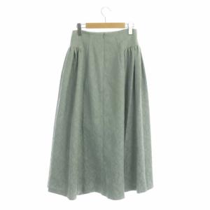 LANVIN en Bleu 総刺繍 タック ロングスカート ロング フレア ギャザー 38 スモークグリーン