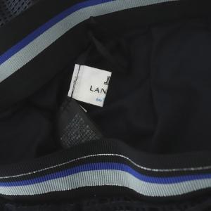 LANVIN en Bleu レースフレアスカート ロング タック メッシュ 38 紺 ネイビー