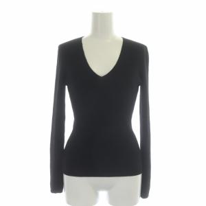RALPH LAUREN アンサンブル 2点セット ウールリブニット カットソー 長袖 Vネック プルオーバー カーディガン M L 黒 ブラック