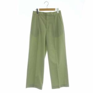 21SS【洗える】トロピカルレーヨンストレッチ ワイドパンツ タック 38 モスグリーン