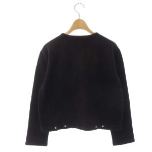 agnes b. プレッションカーディガン 長袖 クルーネック コットン 1 ネイビー