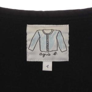 agnes b. プレッションカーディガン 長袖 クルーネック コットン 1 ネイビー