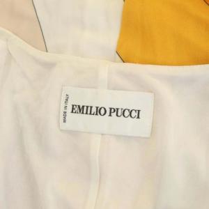 Emilio Pucci 深Vワンピース 総柄 ロング 長袖 タイト 36 マルチカラー