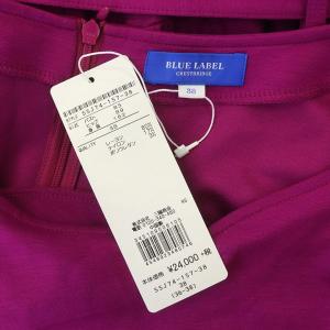 BLUE LABEL CRESTBRIDGE クリアコンパクトポンチ ワンピース ロング 七分袖 38 パープル