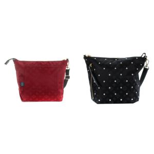 russet ショルダーバッグ リバーシブル ドット柄 ナイロン 黒 ブラック 白 ホワイト